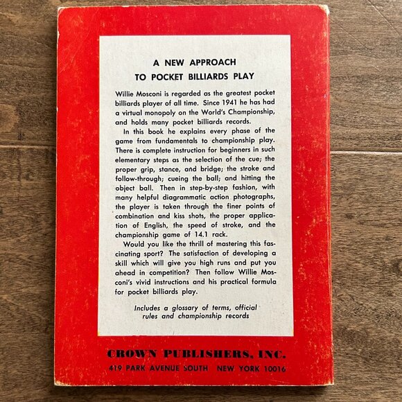 WILLIE MOSCONI ON POCKET BILLIARDS--paperback book - Picture 2 of 9